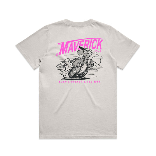 Maverick Steady Eddy Women's Tee - Bone with Pink design