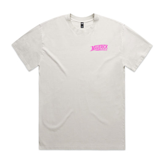 Maverick Steady Eddy Men's Tee - Bone with Pink design