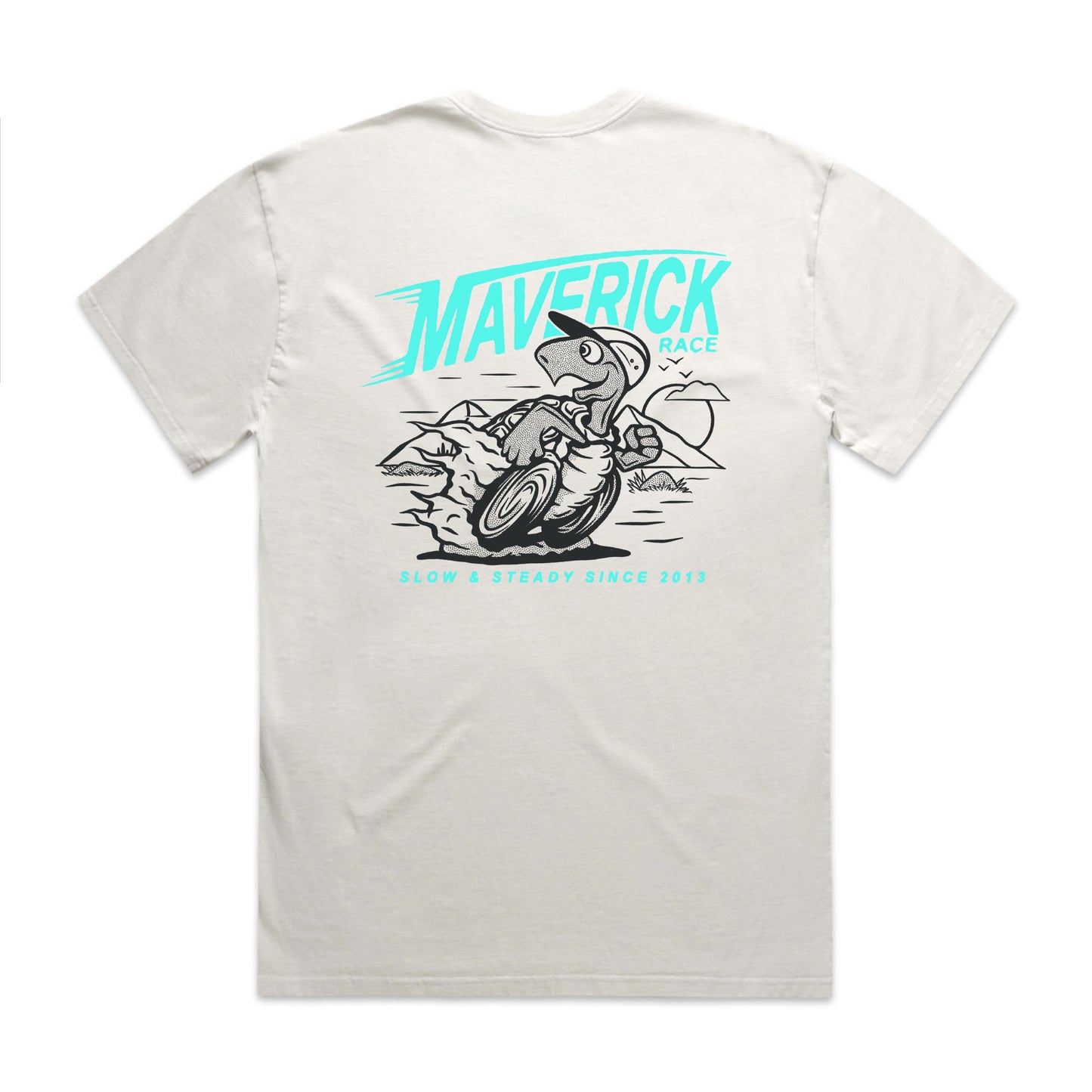 Maverick Steady Eddy Men's Tee - Bone with Blue design