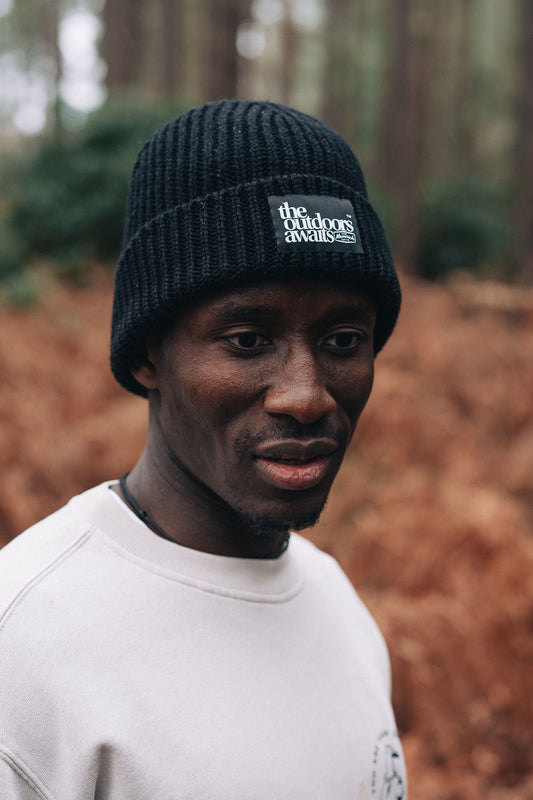 Maverick Ribbed Knit Beanie - Black