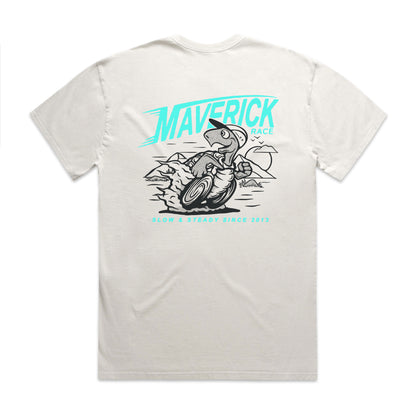 Maverick Steady Eddy Men's Tee - Bone with Blue design