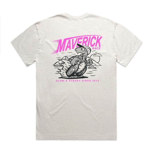 Maverick Steady Eddy Men's Tee - Bone with Pink design