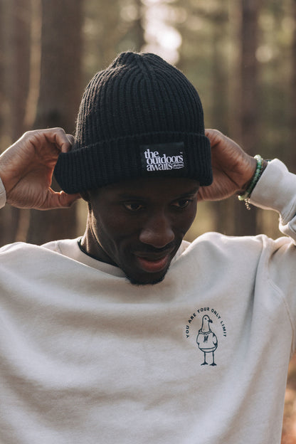 Maverick Ribbed Knit Beanie - Black