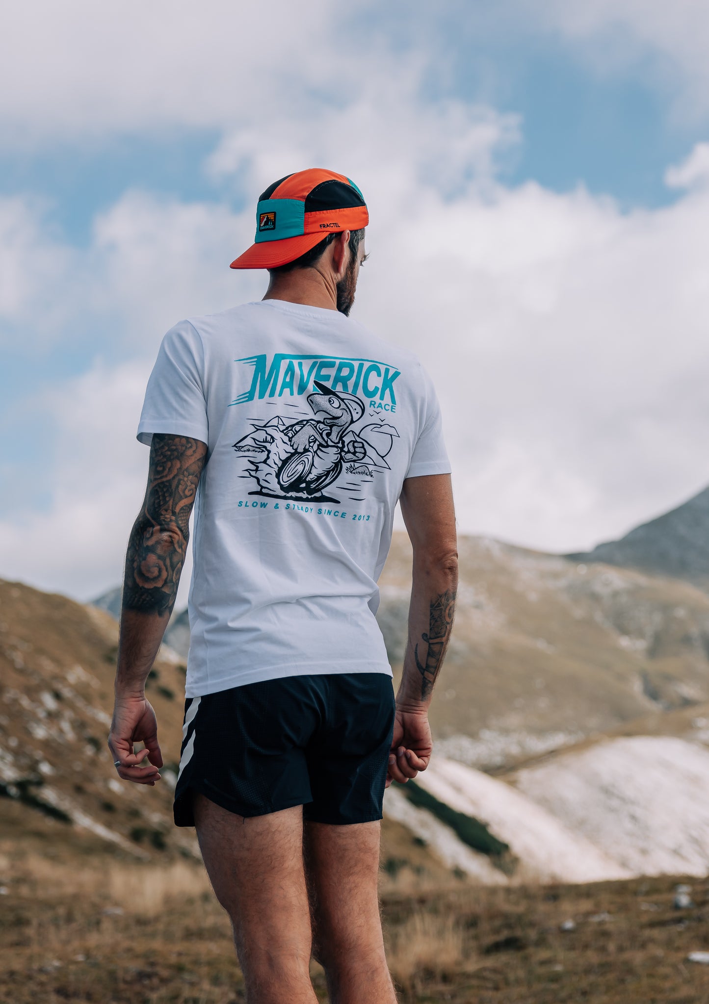 Maverick Steady Eddy Men's Tee - Bone with Blue design